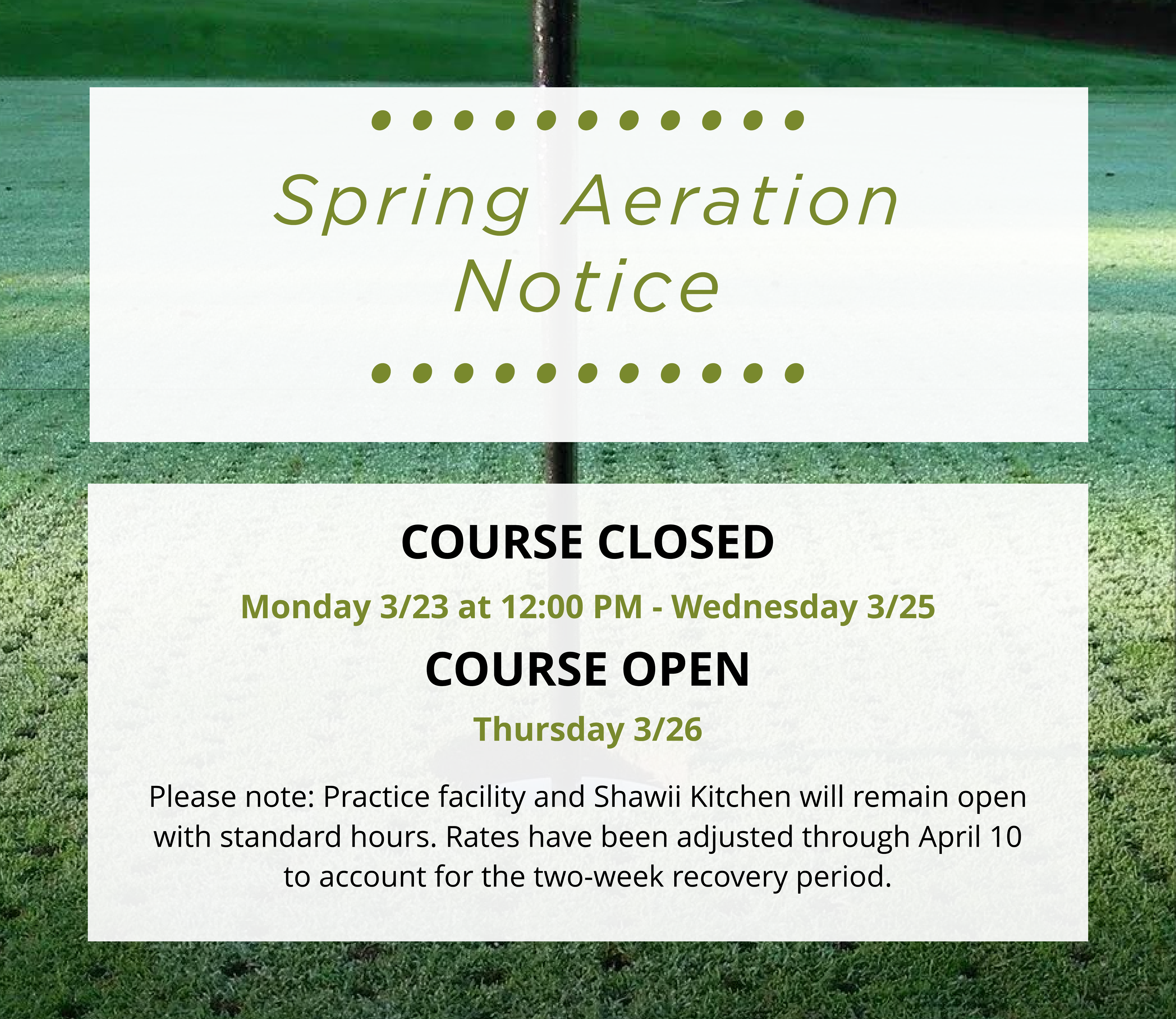 Aerification Treatment March