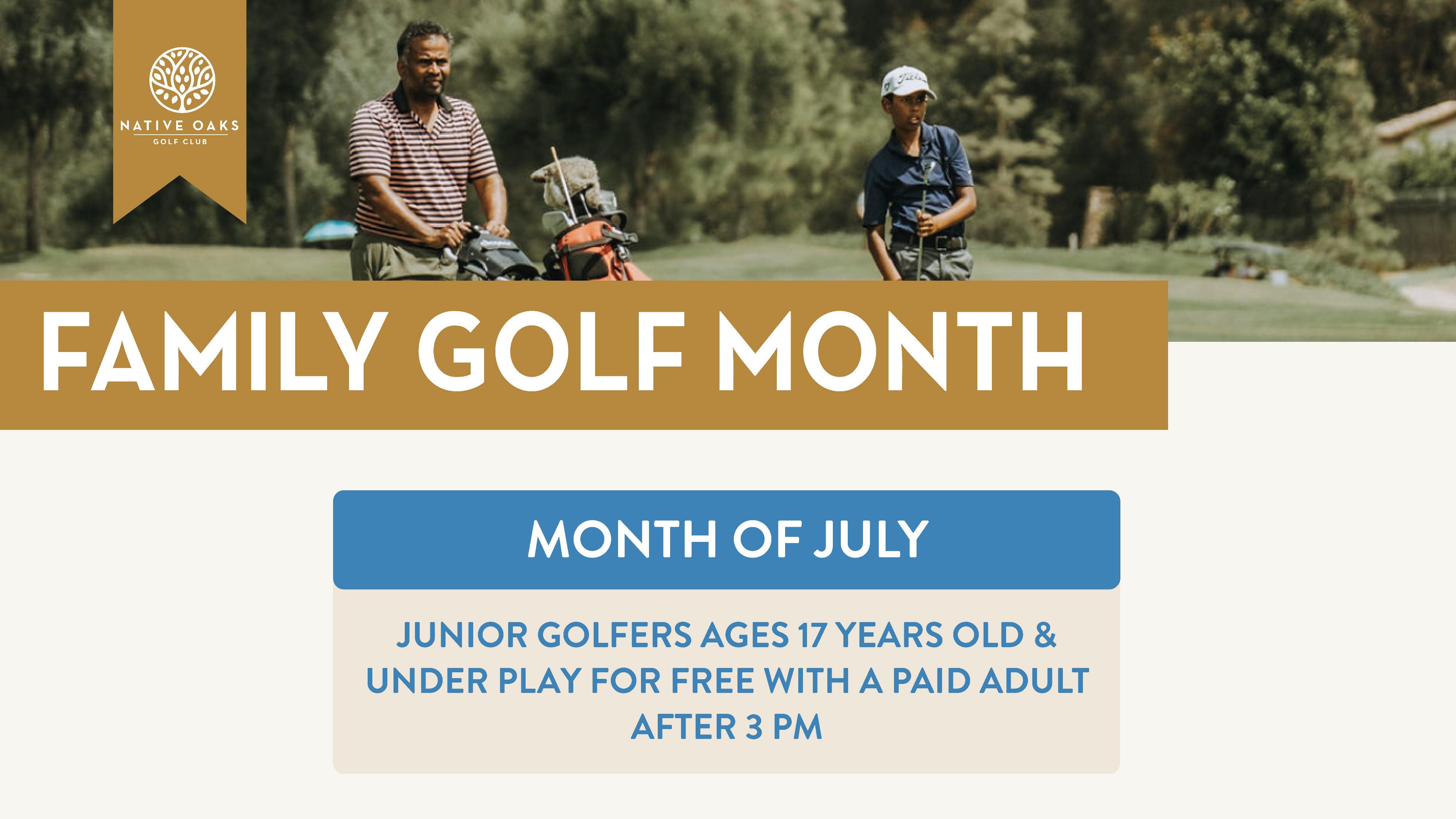 Family Golf Month flyer with description